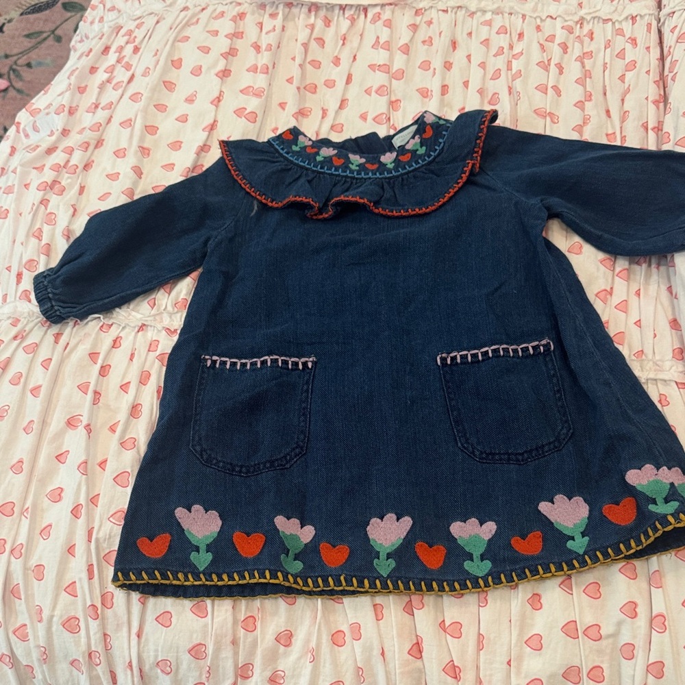 Stella McCartney Kids Blue Dress with Colorful Embroidery - Picture 2 of 9